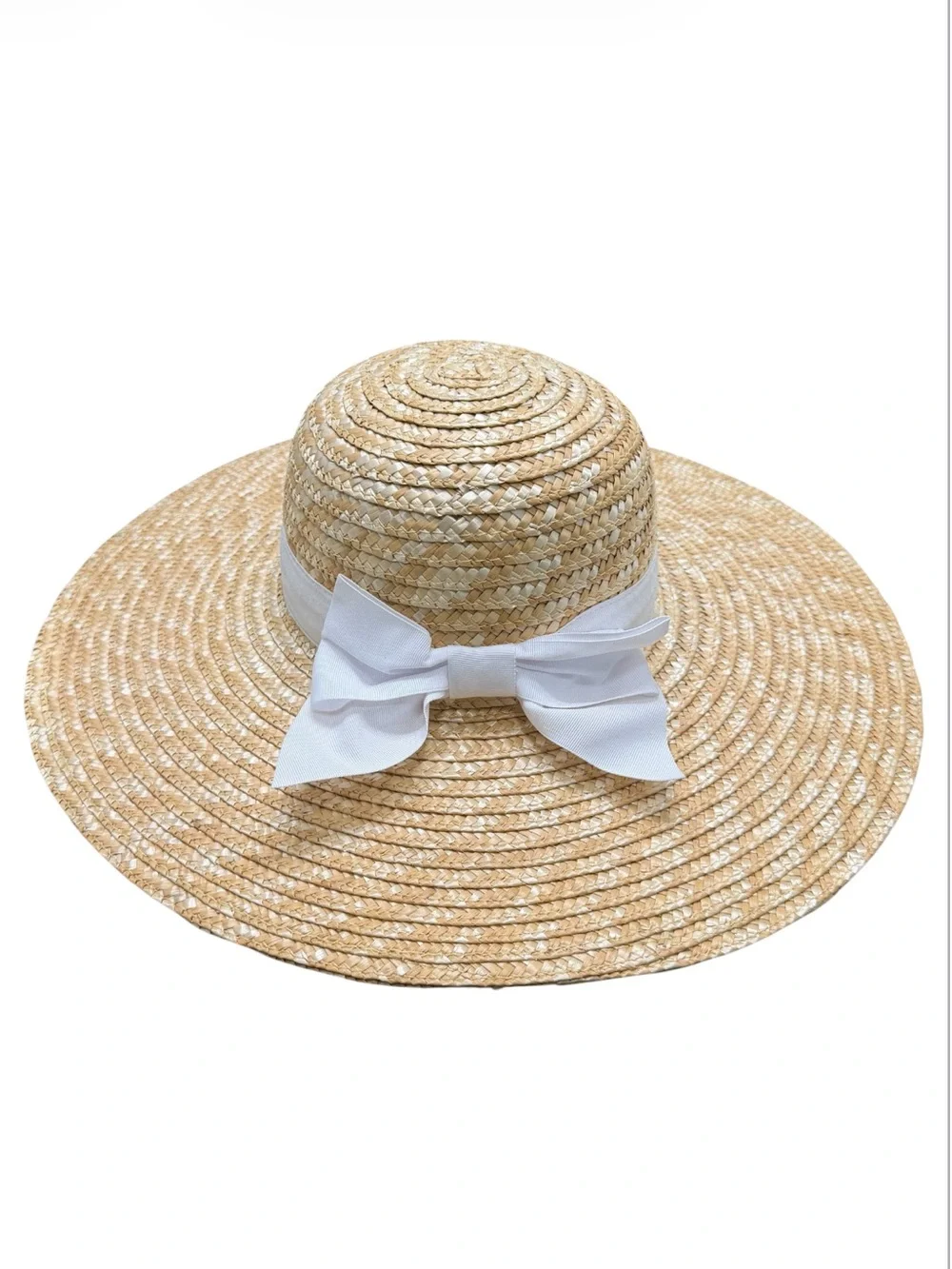 Janie and Jack Natural Straw Sun Hat with White Bow
